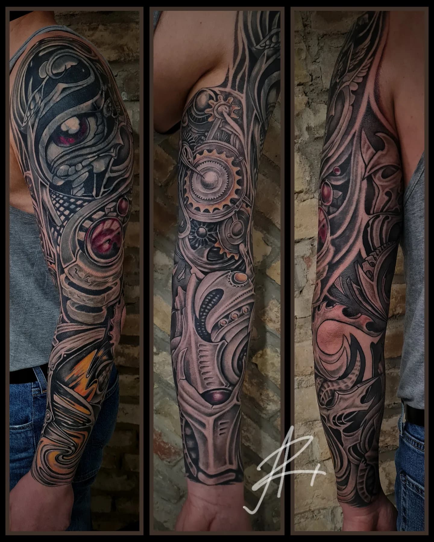 Biomechanical stiliaus sleeve tatuiruotė Vilniuje